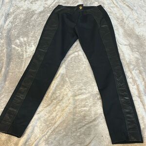 St john for Nordstrom black skinny leather panel trim pants